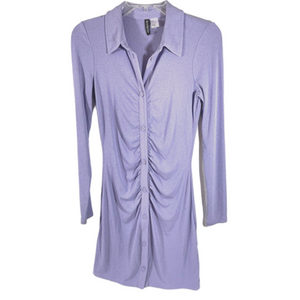 Divided by H&M Purple Button Down Ruched Long Sleeve Stretch Knit Dress Sz S